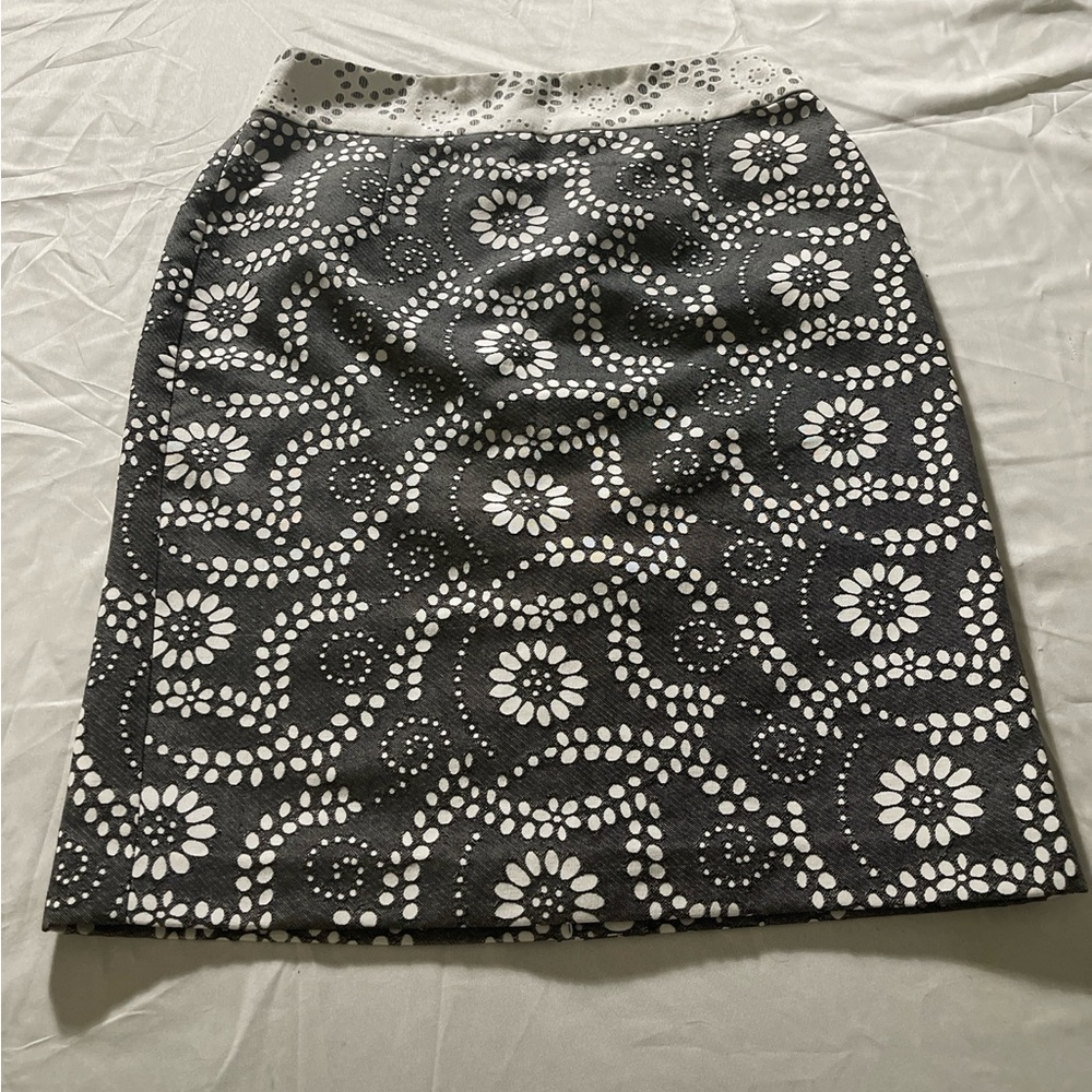 Black White Floral Mini Skirt Women A-Line Textured High Waist Retro Pattern - Picture 12 of 16